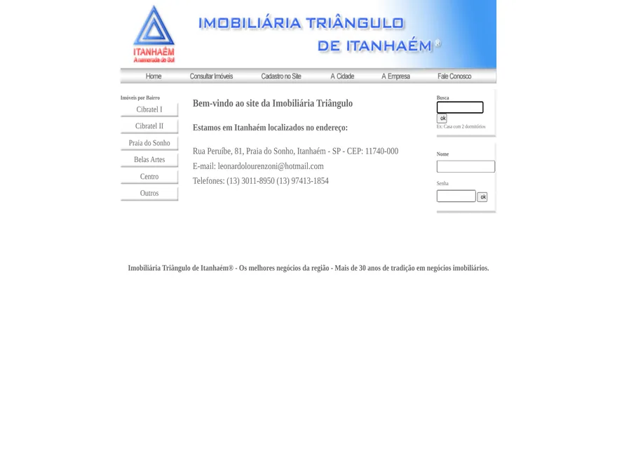 Site da Imobiliária Triângulo