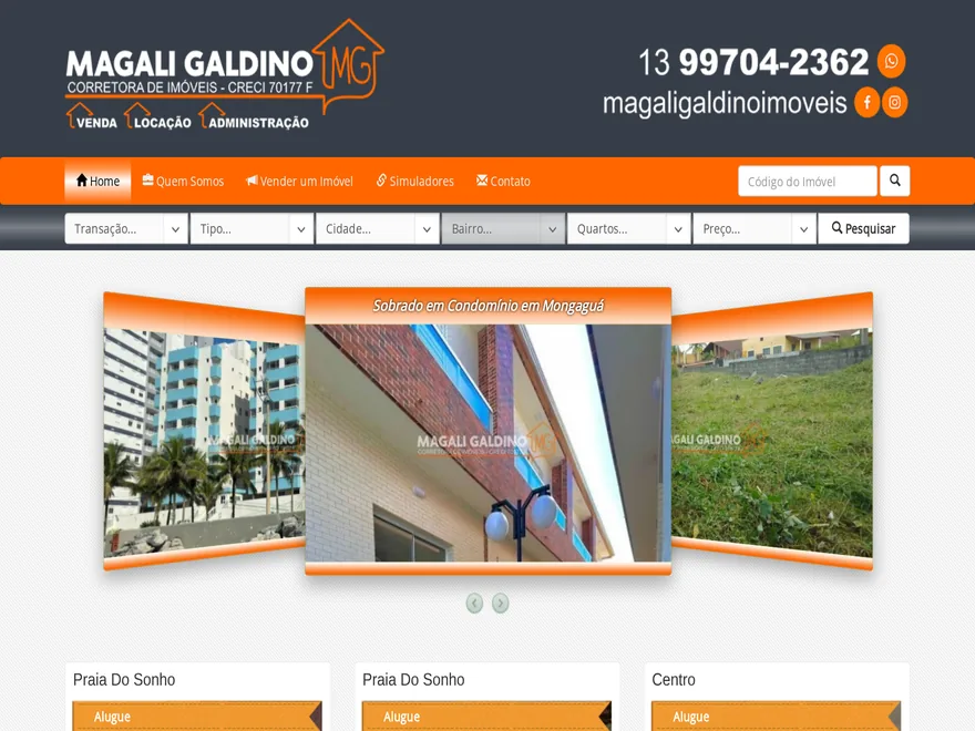 Site da Magali Galdino Imóveis